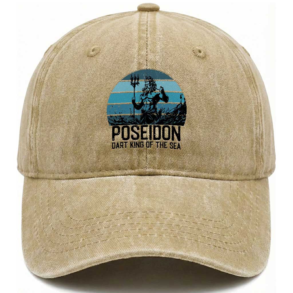 Ancient Greek Mythology Poseidon Dartist Washed Cotton Baseball Cap Dart King Of The Sea Trident