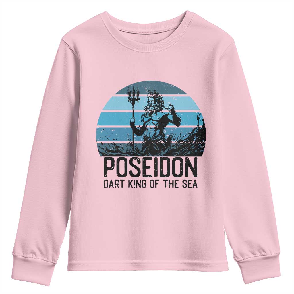 Ancient Greek Mythology Poseidon Dartist Youth Sweatshirt Dart King Of The Sea Trident - Wonder Print Shop