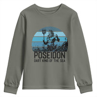 Ancient Greek Mythology Poseidon Dartist Youth Sweatshirt Dart King Of The Sea Trident - Wonder Print Shop