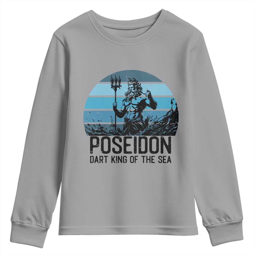 Ancient Greek Mythology Poseidon Dartist Youth Sweatshirt Dart King Of The Sea Trident - Wonder Print Shop
