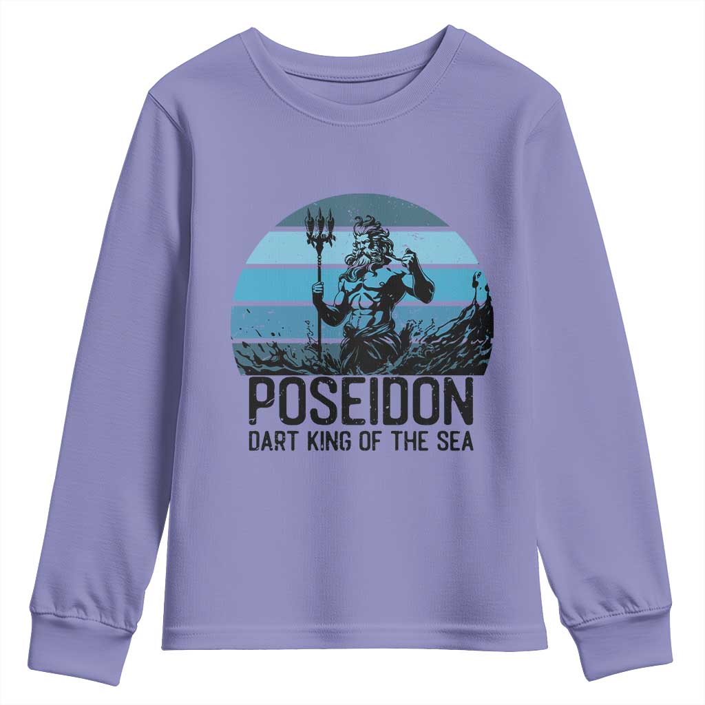 Ancient Greek Mythology Poseidon Dartist Youth Sweatshirt Dart King Of The Sea Trident - Wonder Print Shop