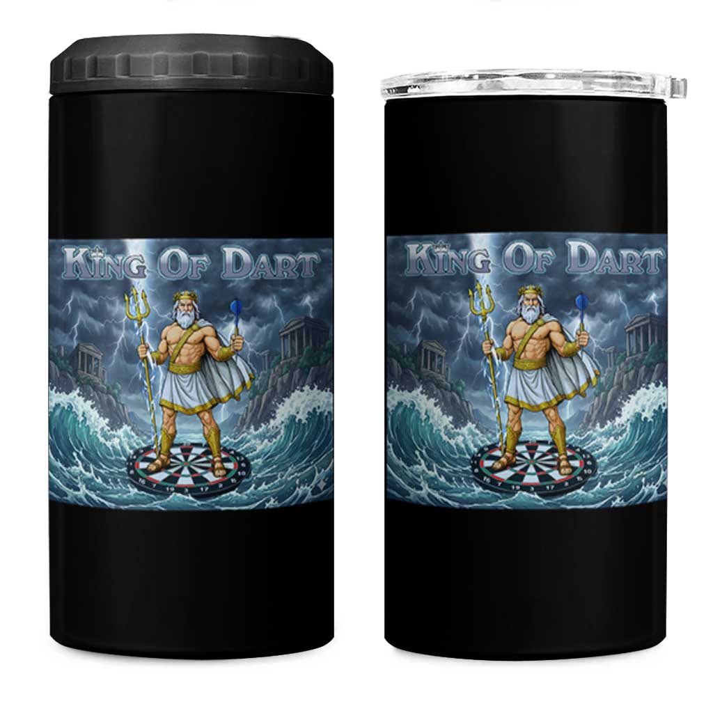 Greek Mythology Poseidon Dart Player 4 in 1 Can Cooler Tumbler King Of Dart Trident Thrower - Wonder Print Shop