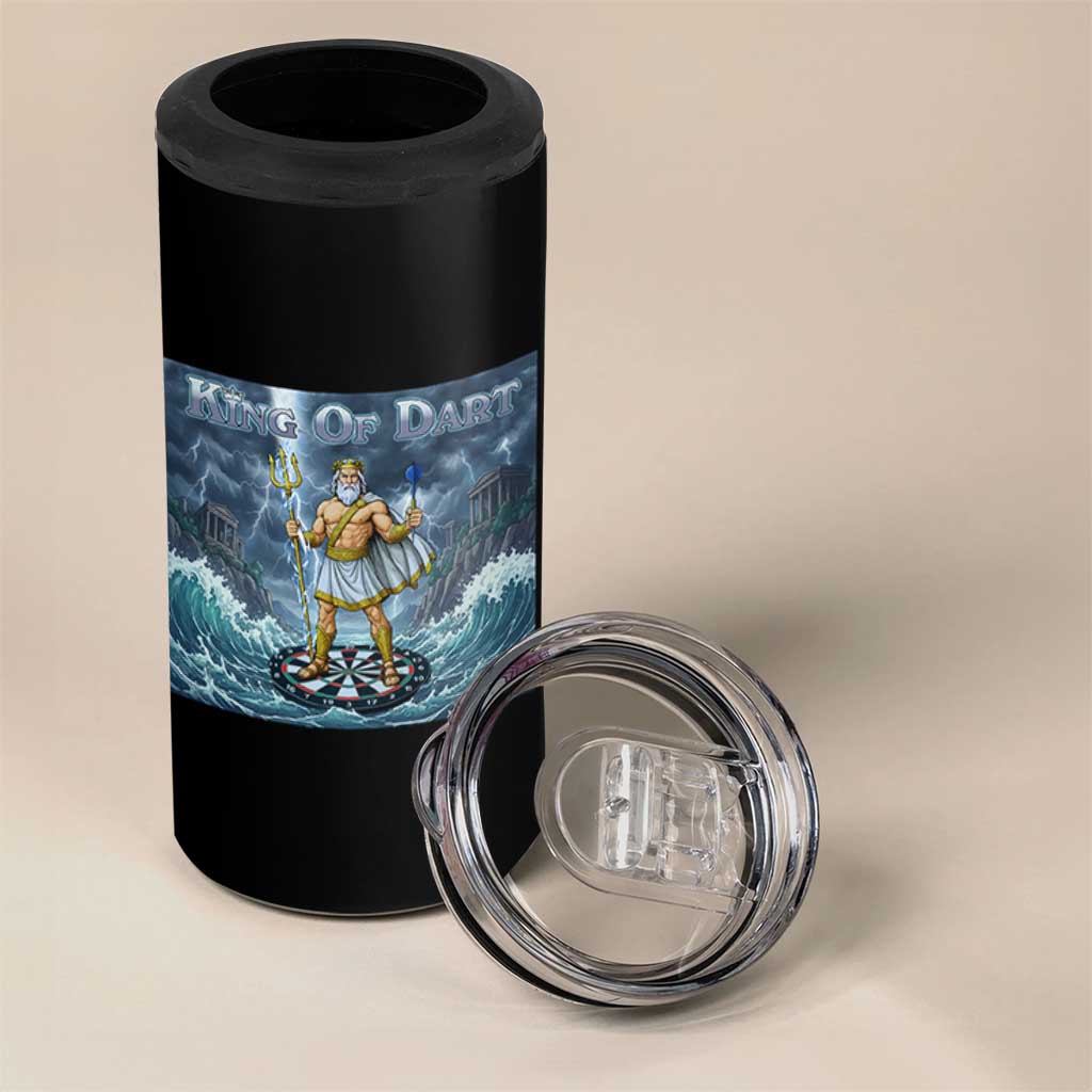 Greek Mythology Poseidon Dart Player 4 in 1 Can Cooler Tumbler King Of Dart Trident Thrower - Wonder Print Shop