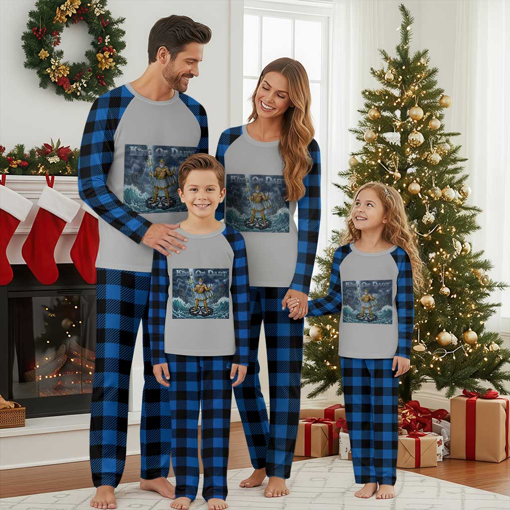 Greek Mythology Poseidon Dart Player Plaid Pajama Set King Of Dart Trident Thrower - Wonder Print Shop