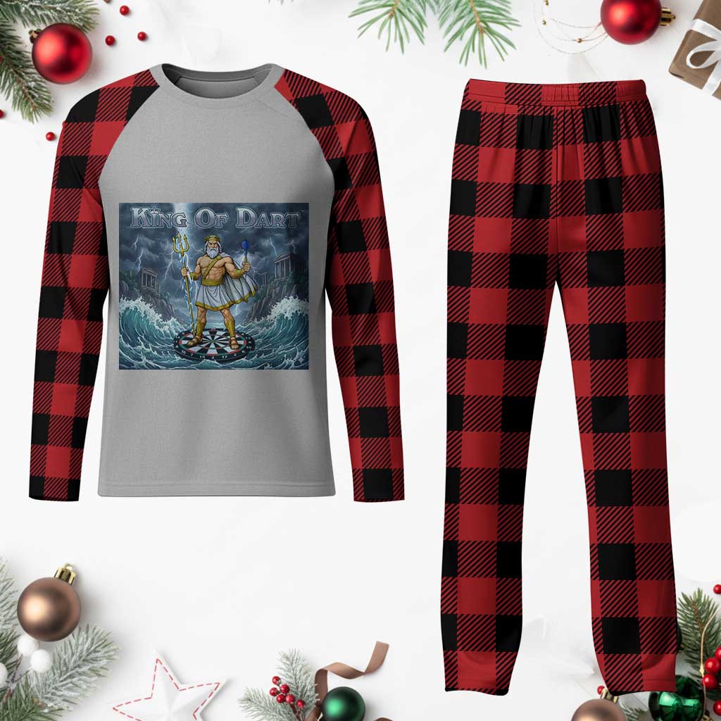 Greek Mythology Poseidon Dart Player Plaid Pajama Set King Of Dart Trident Thrower - Wonder Print Shop