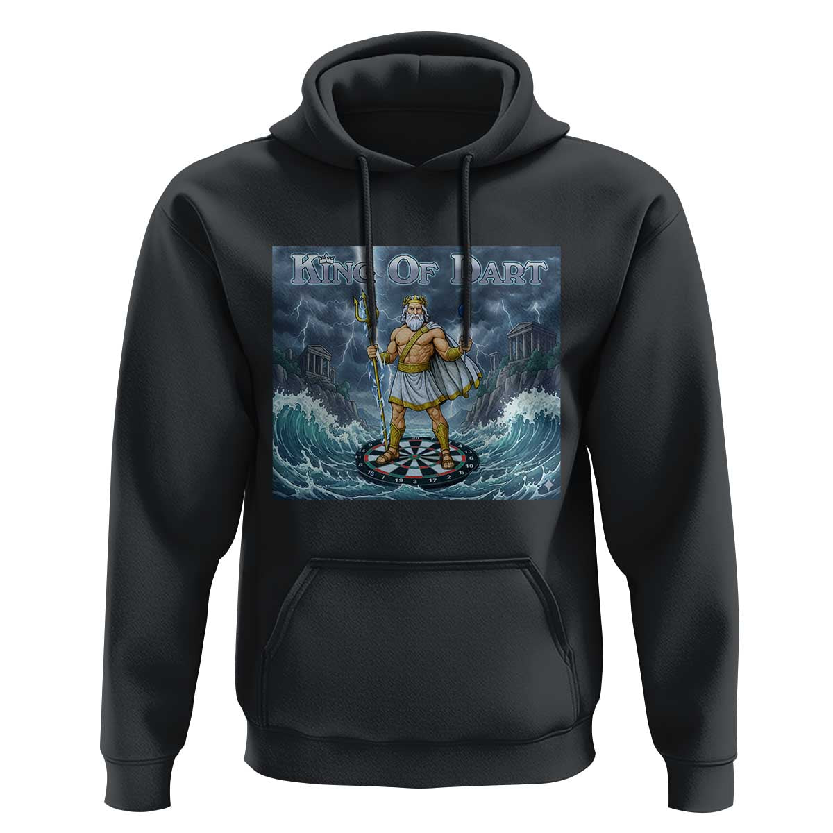 Greek Mythology Poseidon Dart Player Hoodie King Of Dart Trident Thrower - Wonder Print Shop