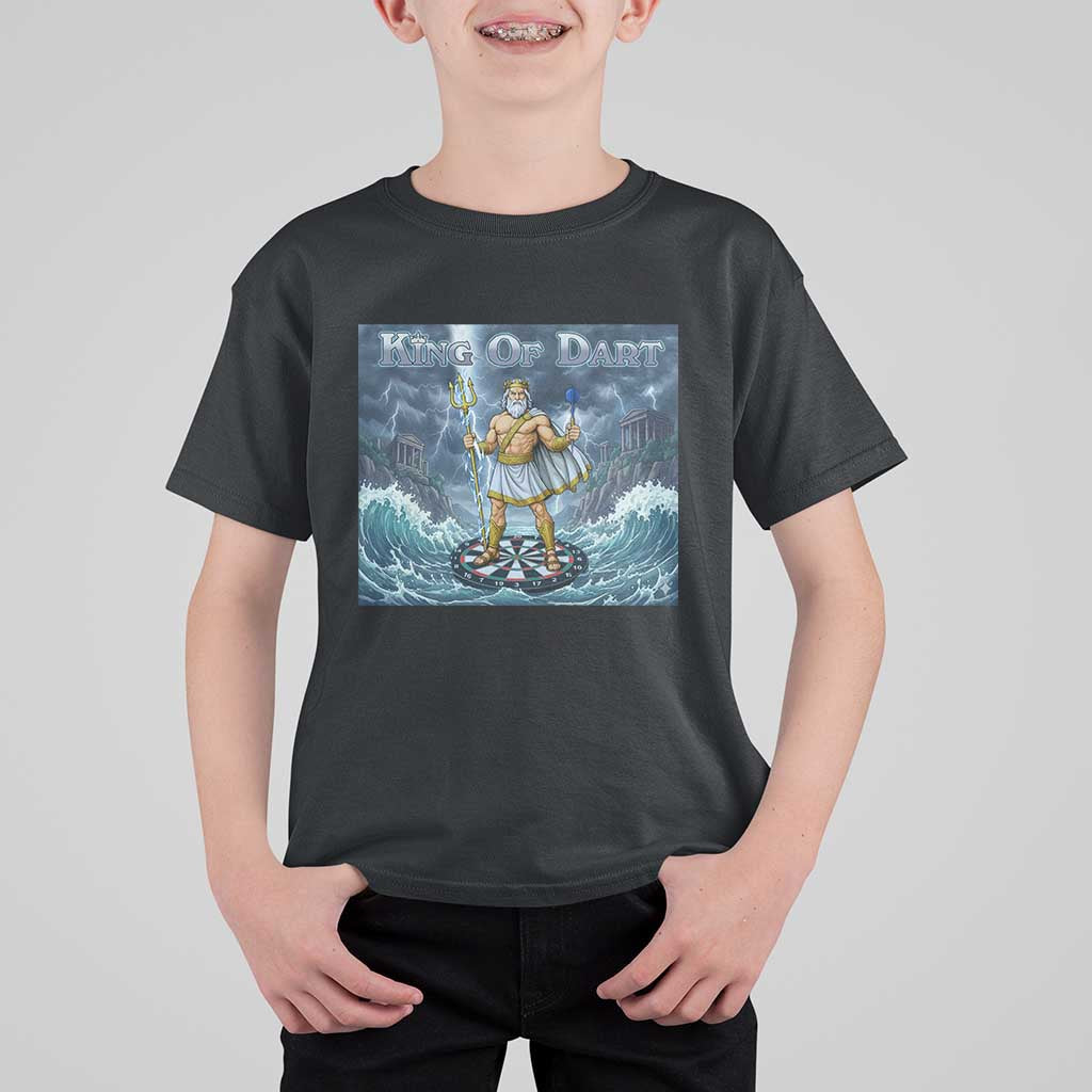 Greek Mythology Poseidon Dart Player T Shirt For Kid King Of Dart Trident Thrower - Wonder Print Shop
