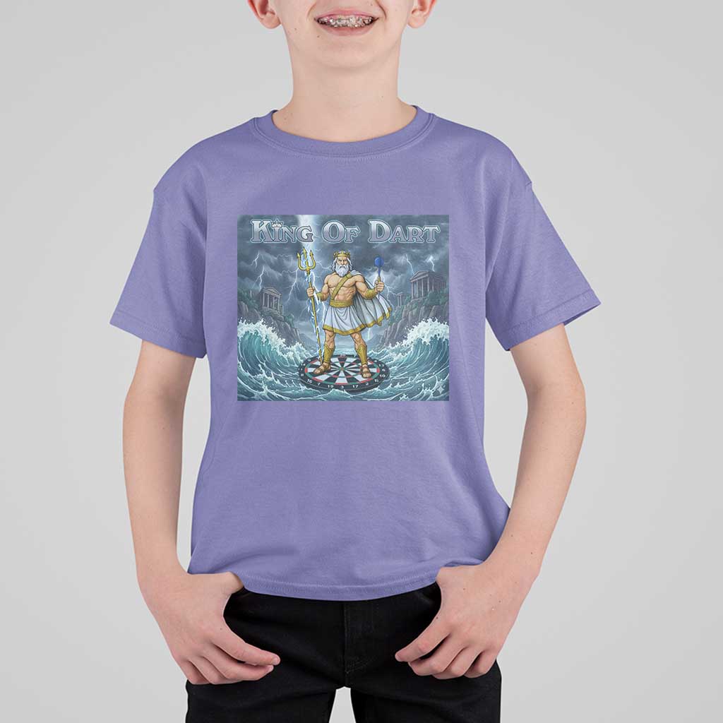Greek Mythology Poseidon Dart Player T Shirt For Kid King Of Dart Trident Thrower - Wonder Print Shop
