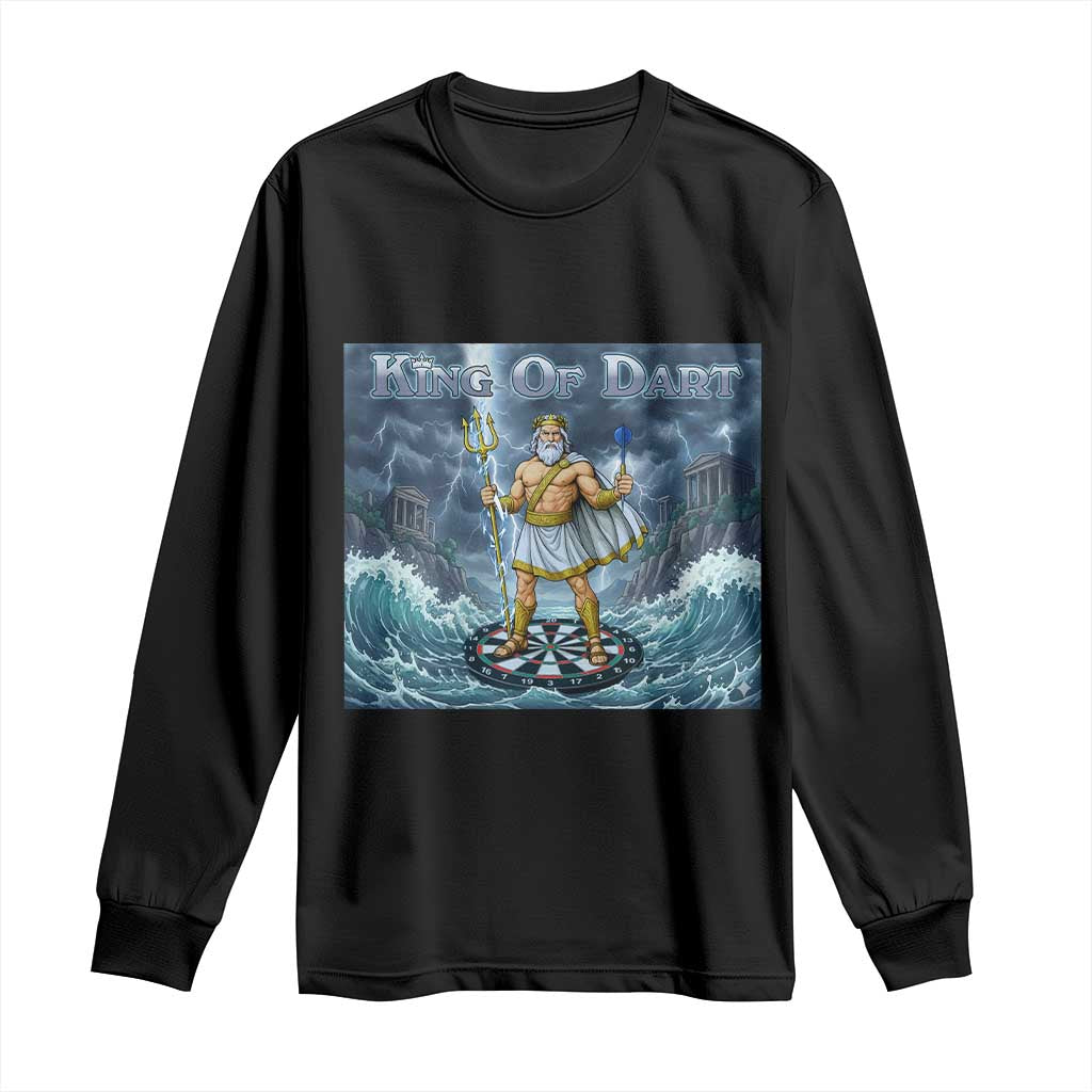 Greek Mythology Poseidon Dart Player Long Sleeve Shirt King Of Dart Trident Thrower - Wonder Print Shop