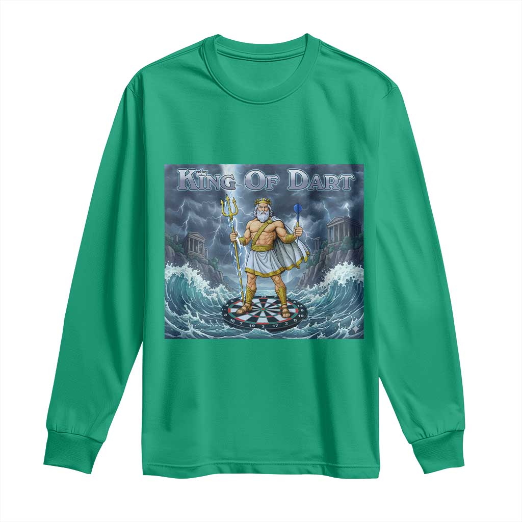 Greek Mythology Poseidon Dart Player Long Sleeve Shirt King Of Dart Trident Thrower - Wonder Print Shop