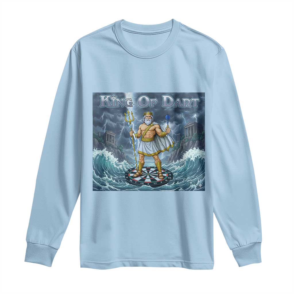 Greek Mythology Poseidon Dart Player Long Sleeve Shirt King Of Dart Trident Thrower - Wonder Print Shop