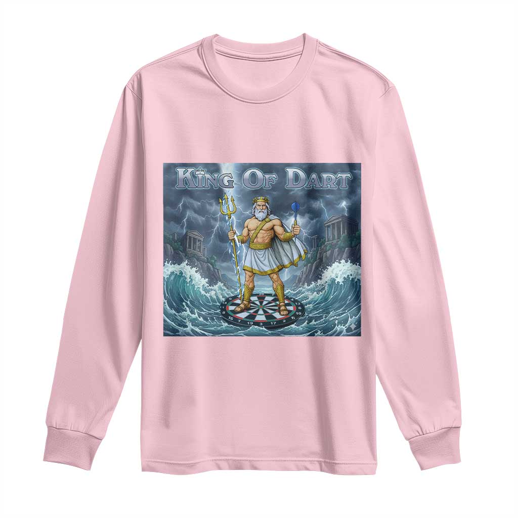 Greek Mythology Poseidon Dart Player Long Sleeve Shirt King Of Dart Trident Thrower - Wonder Print Shop