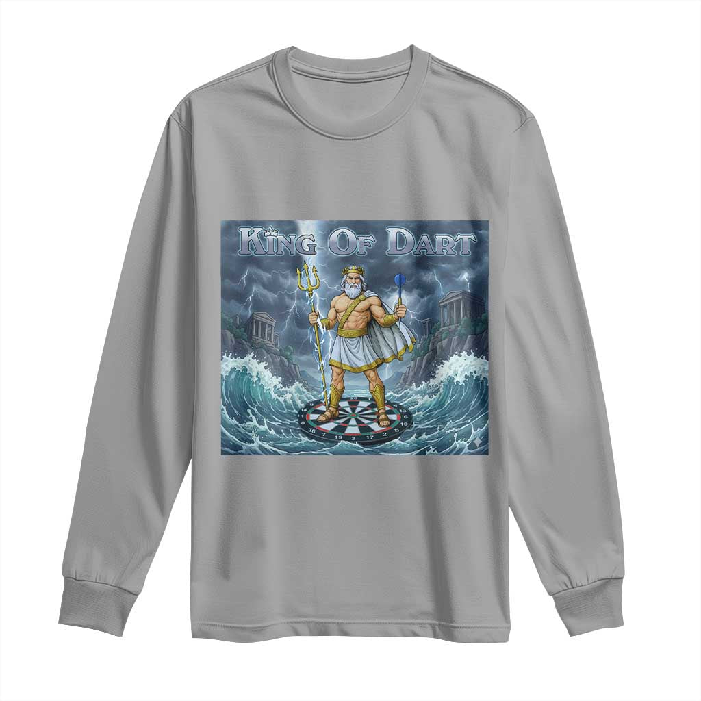 Greek Mythology Poseidon Dart Player Long Sleeve Shirt King Of Dart Trident Thrower - Wonder Print Shop
