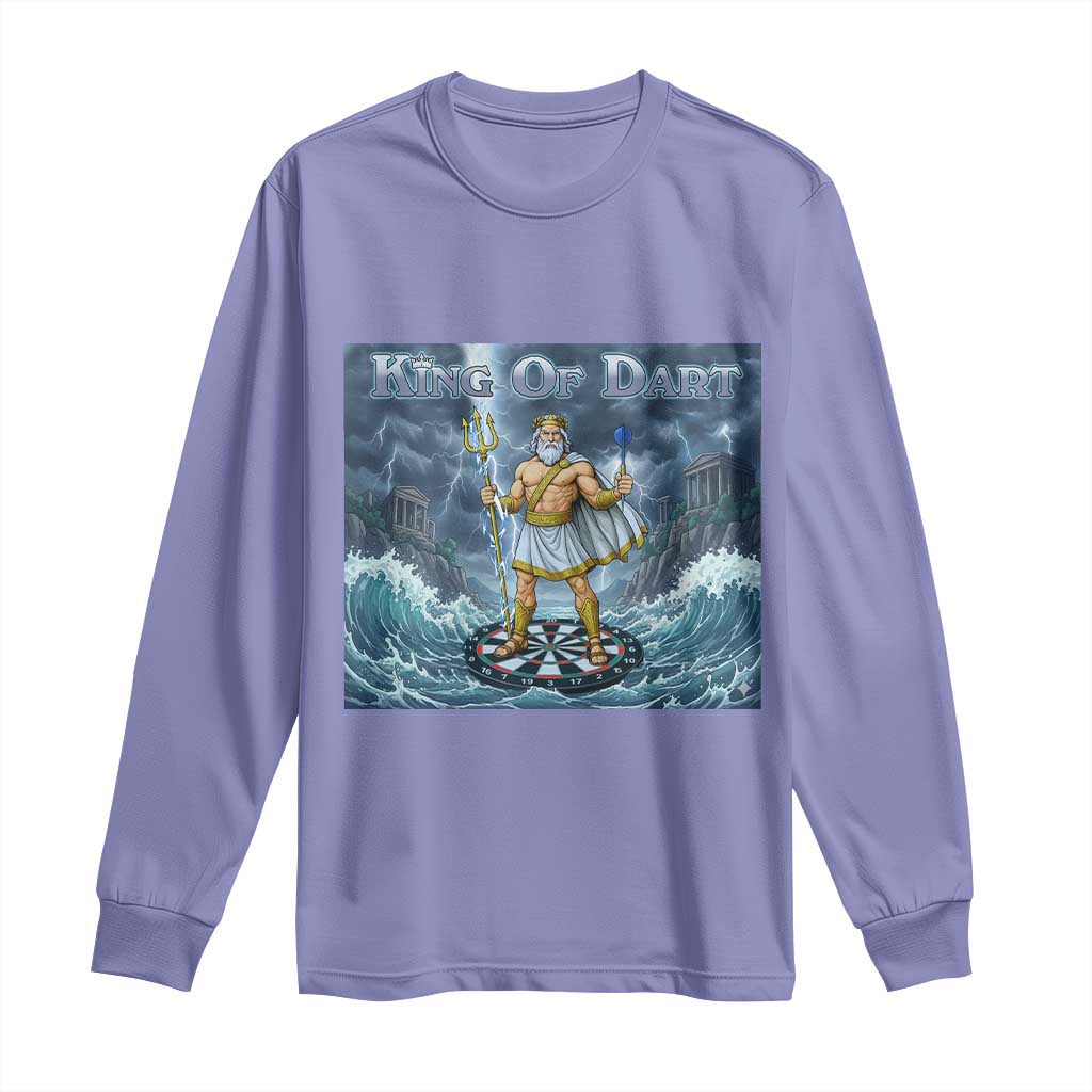 Greek Mythology Poseidon Dart Player Long Sleeve Shirt King Of Dart Trident Thrower - Wonder Print Shop