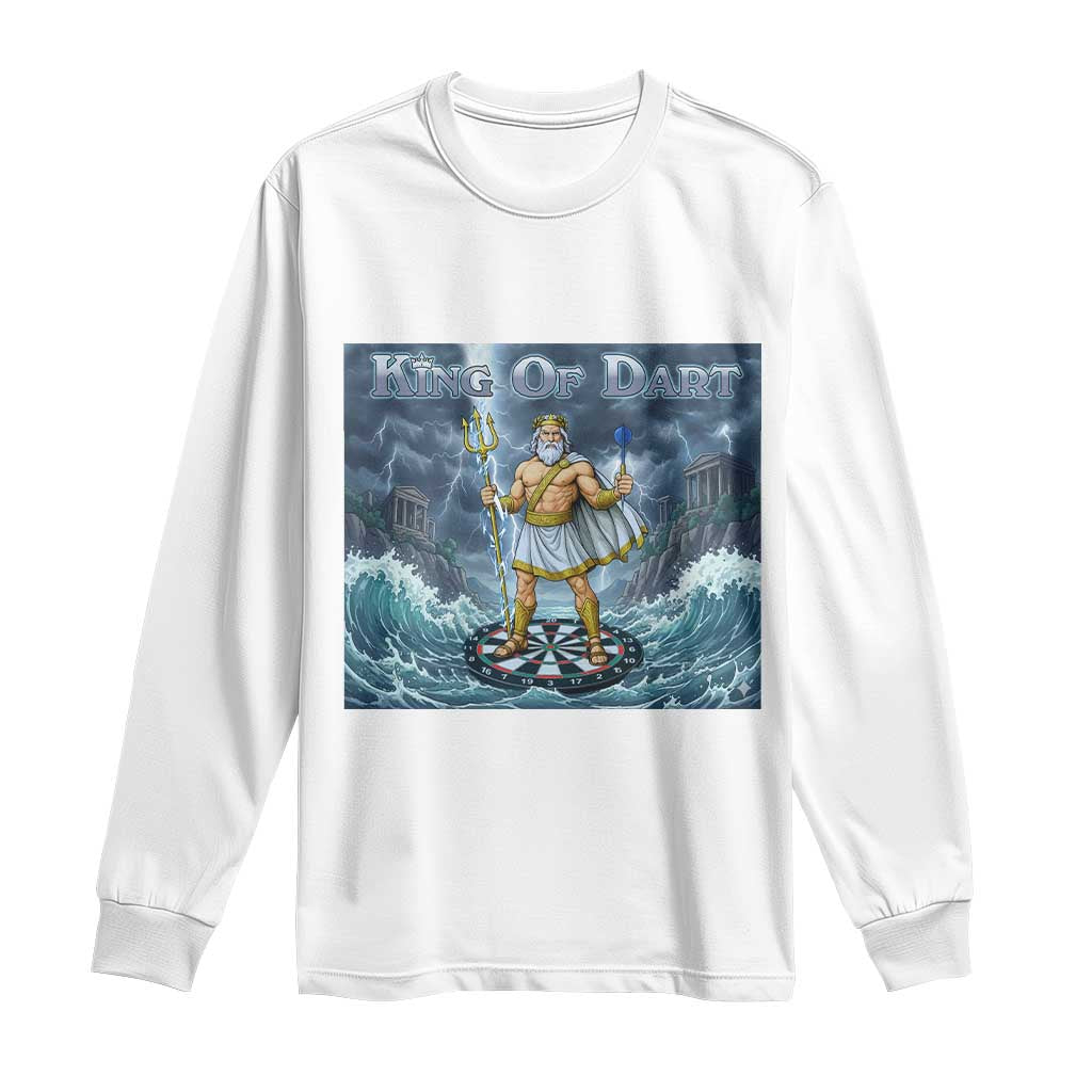 Greek Mythology Poseidon Dart Player Long Sleeve Shirt King Of Dart Trident Thrower - Wonder Print Shop