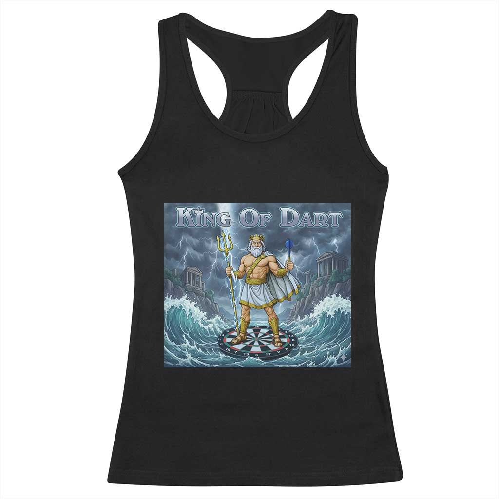 Greek Mythology Poseidon Dart Player Racerback Tank Top King Of Dart Trident Thrower - Wonder Print Shop