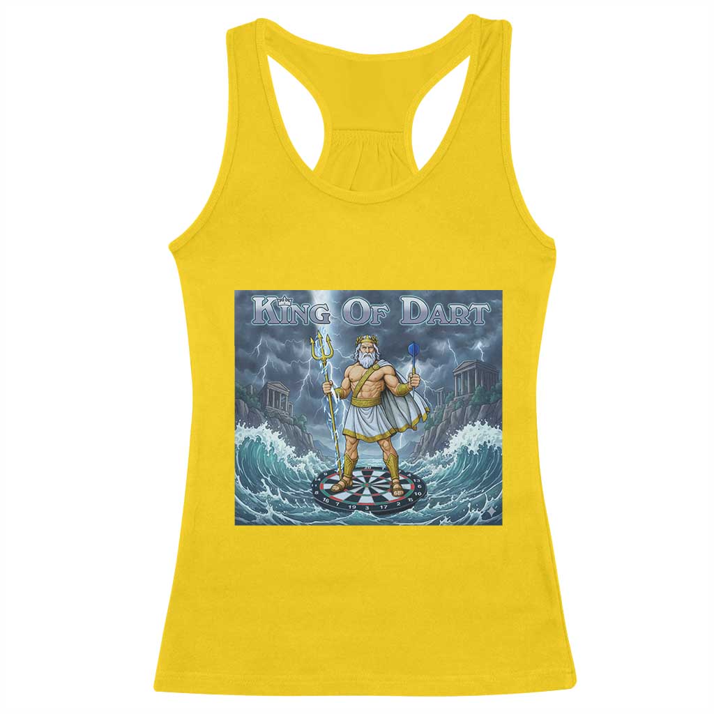 Greek Mythology Poseidon Dart Player Racerback Tank Top King Of Dart Trident Thrower - Wonder Print Shop