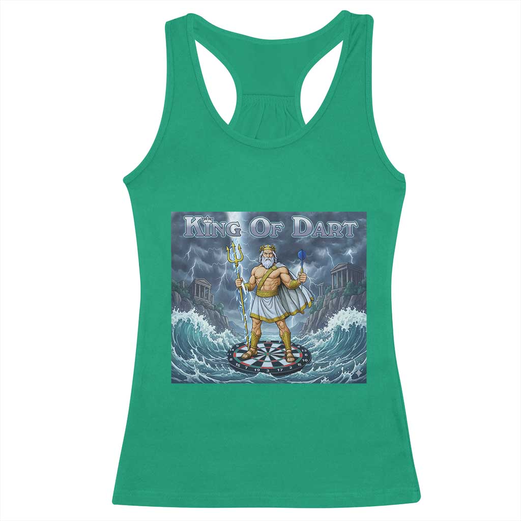 Greek Mythology Poseidon Dart Player Racerback Tank Top King Of Dart Trident Thrower - Wonder Print Shop