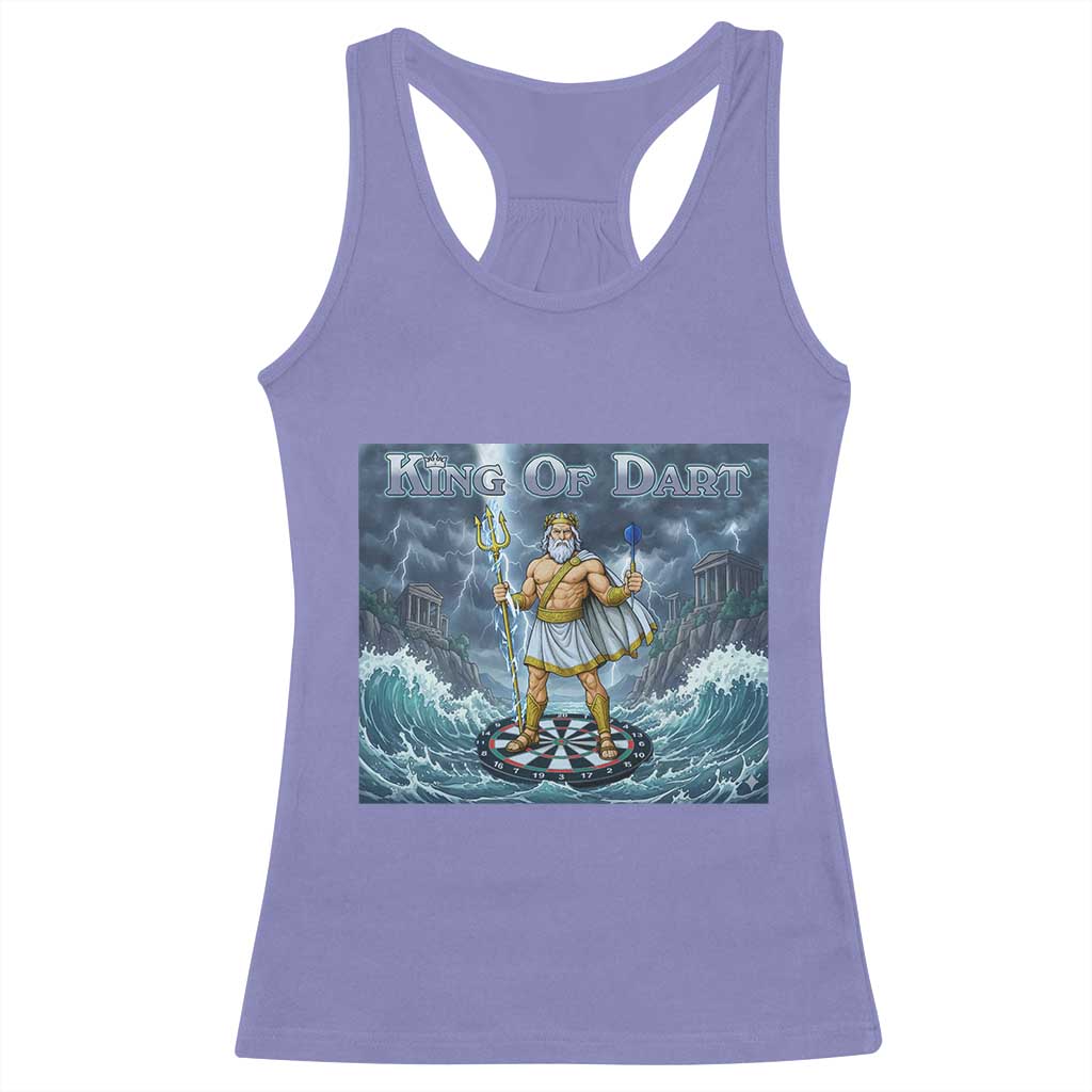 Greek Mythology Poseidon Dart Player Racerback Tank Top King Of Dart Trident Thrower - Wonder Print Shop