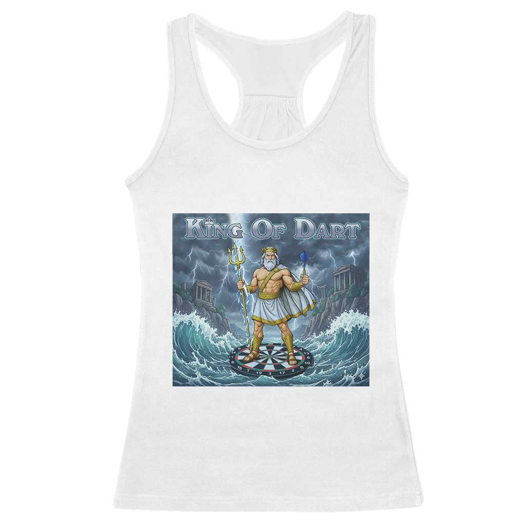 Greek Mythology Poseidon Dart Player Racerback Tank Top King Of Dart Trident Thrower - Wonder Print Shop