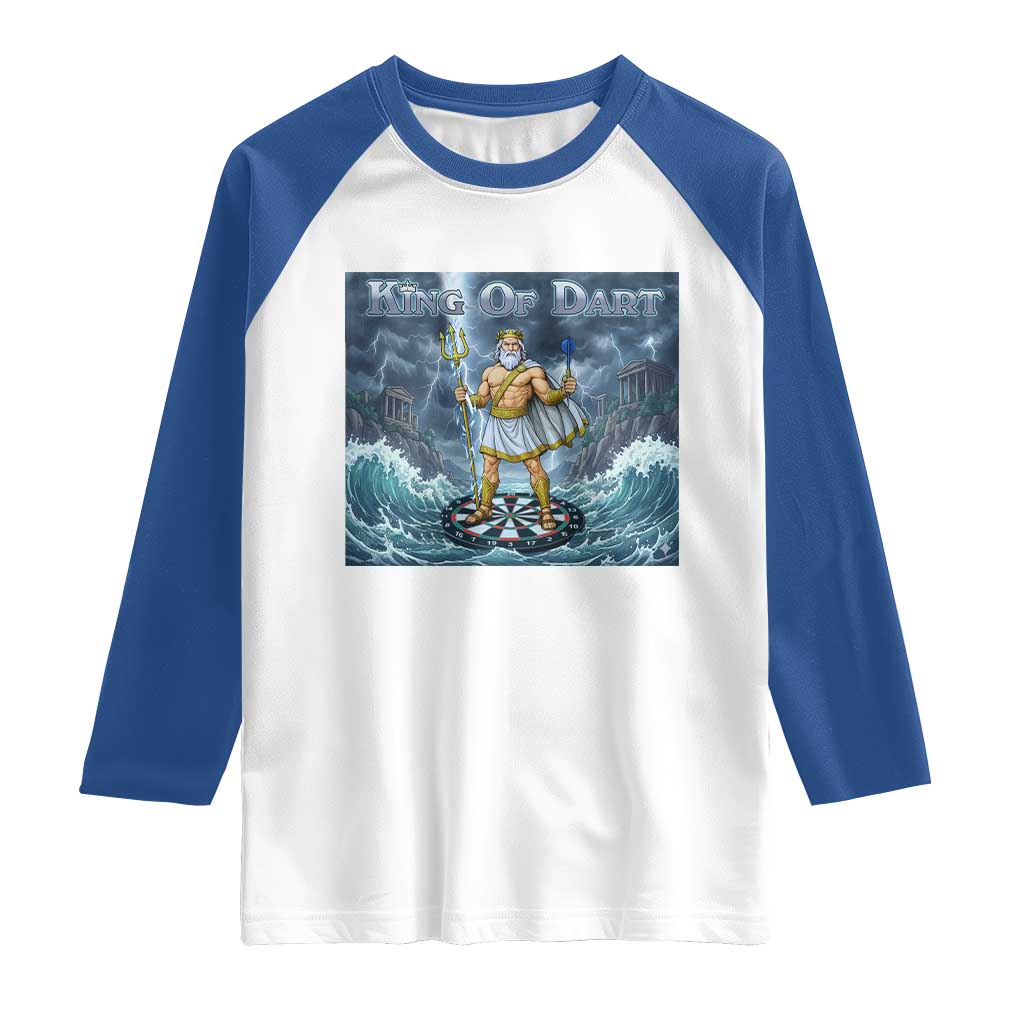 Greek Mythology Poseidon Dart Player Raglan Shirt King Of Dart Trident Thrower - Wonder Print Shop