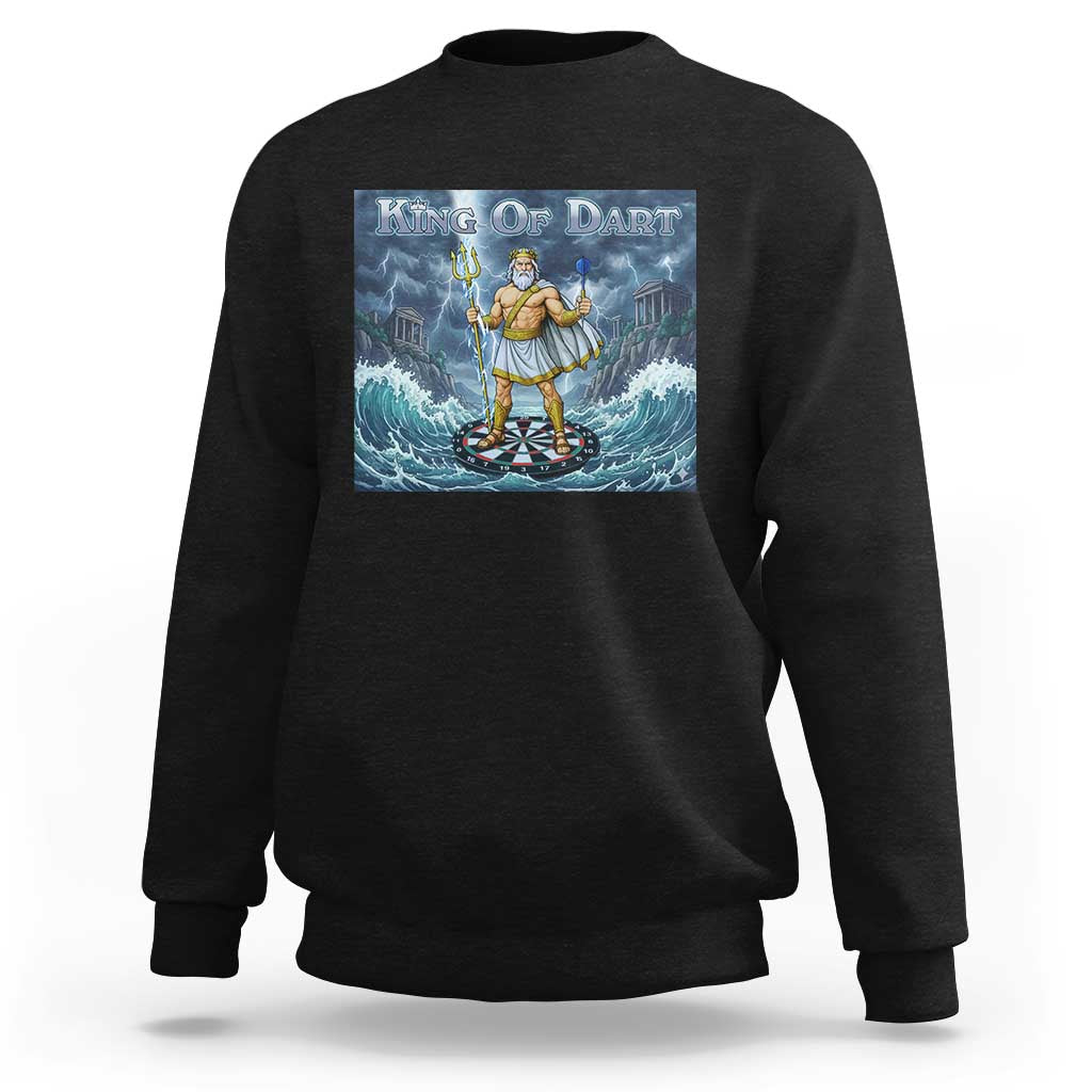 Greek Mythology Poseidon Dart Player Sweatshirt King Of Dart Trident Thrower - Wonder Print Shop