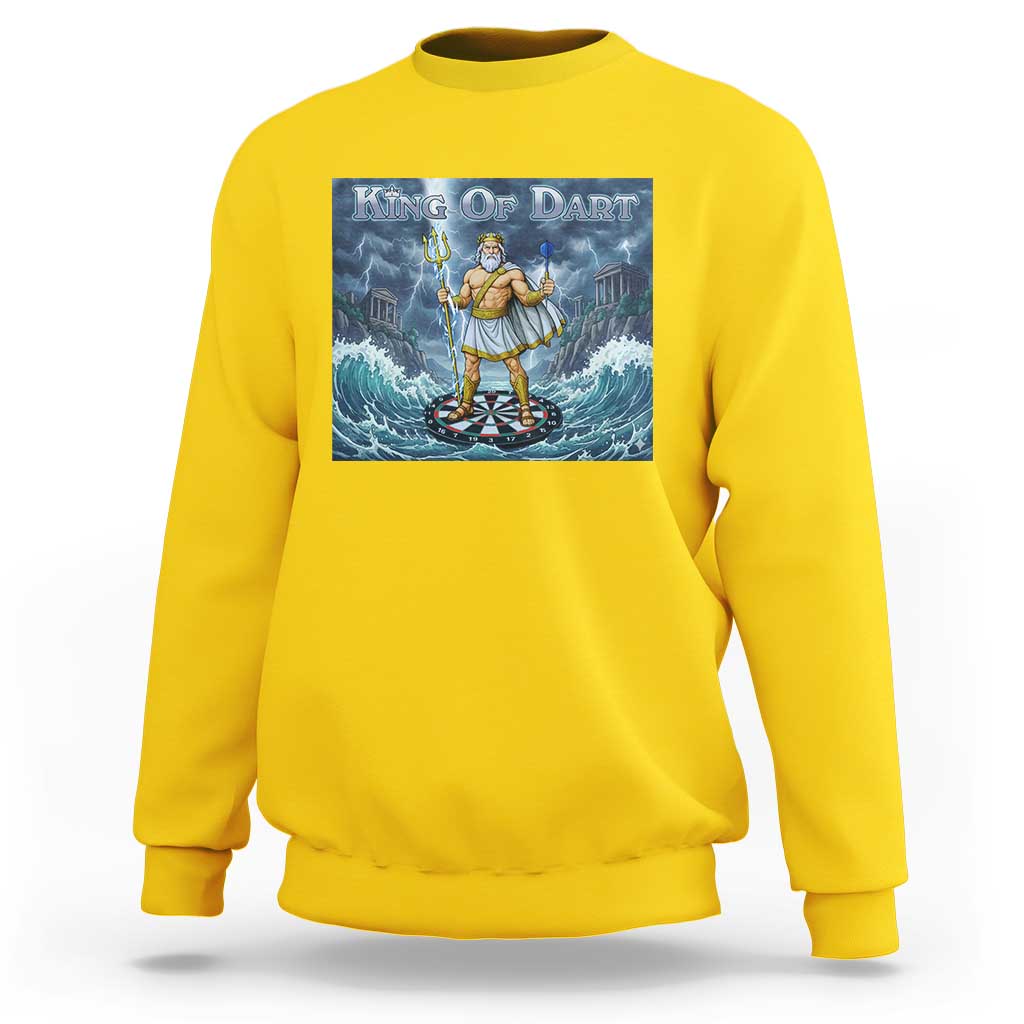 Greek Mythology Poseidon Dart Player Sweatshirt King Of Dart Trident Thrower - Wonder Print Shop