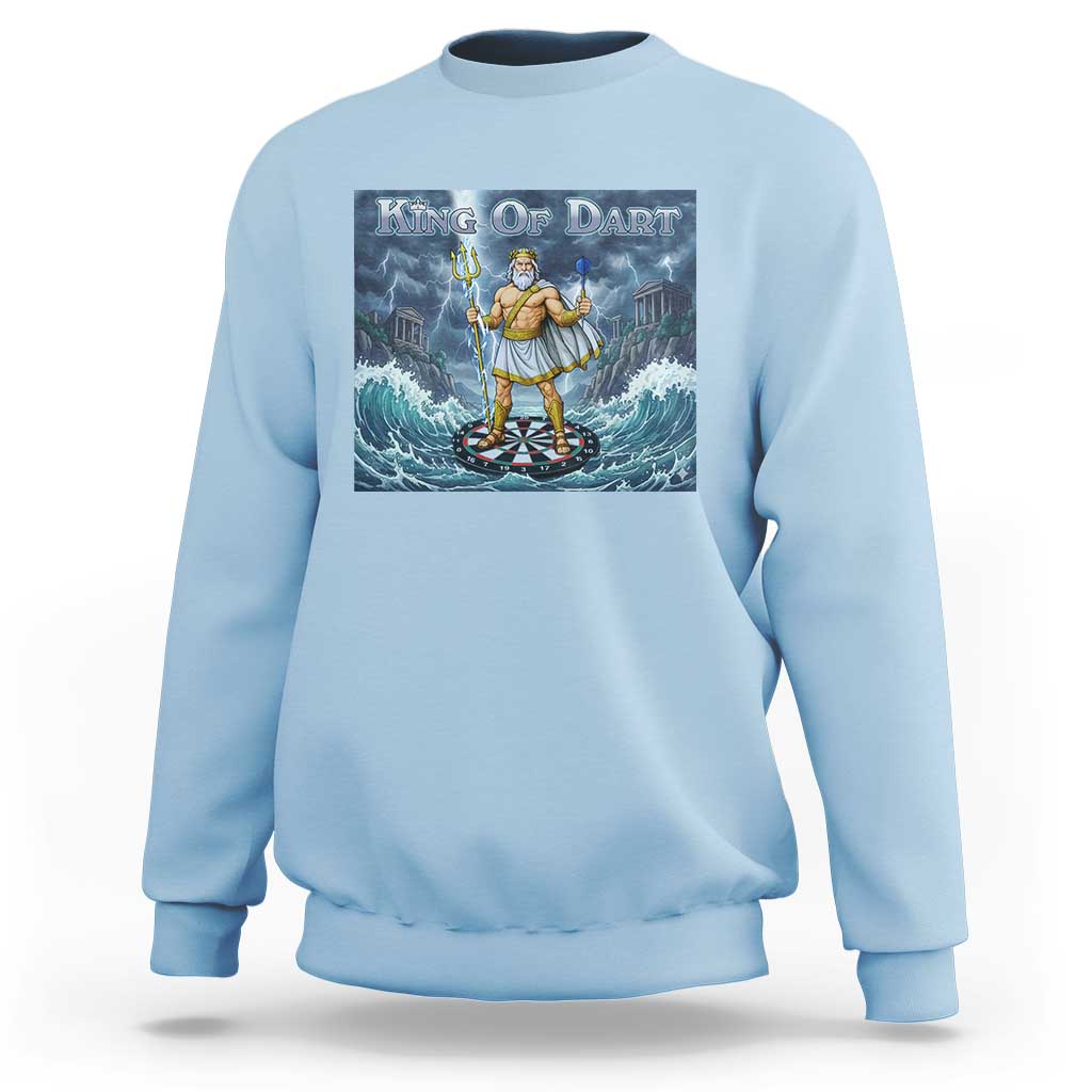 Greek Mythology Poseidon Dart Player Sweatshirt King Of Dart Trident Thrower - Wonder Print Shop