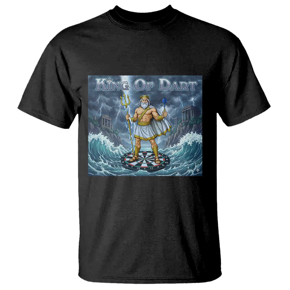 Greek Mythology Poseidon Dart Player T Shirt King Of Dart Trident Thrower - Wonder Print Shop