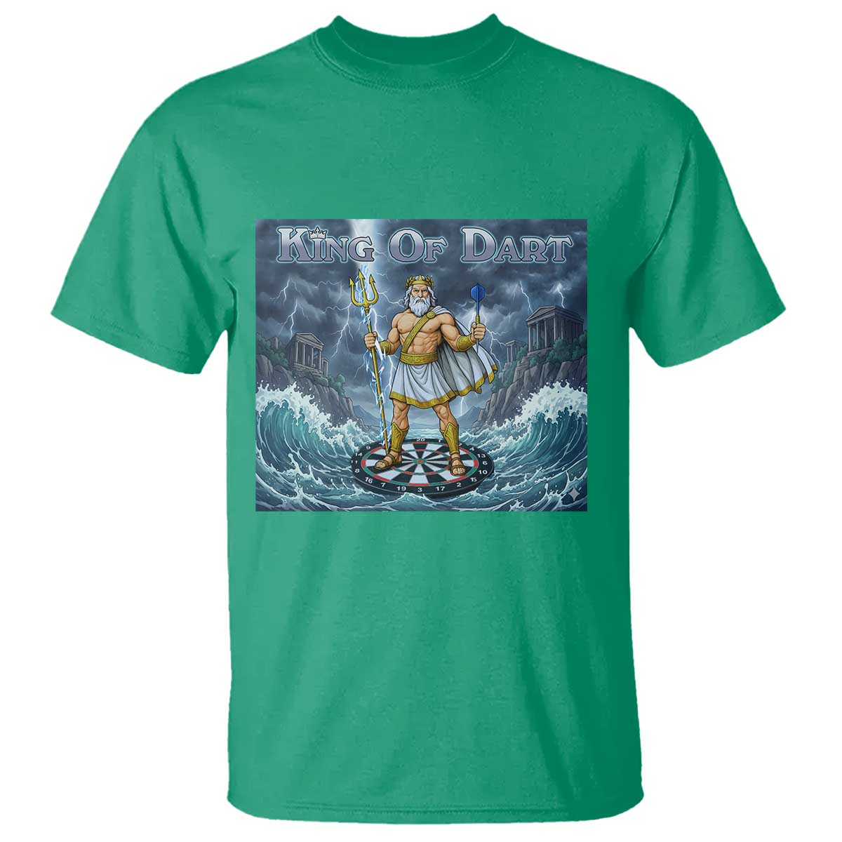 Greek Mythology Poseidon Dart Player T Shirt King Of Dart Trident Thrower - Wonder Print Shop