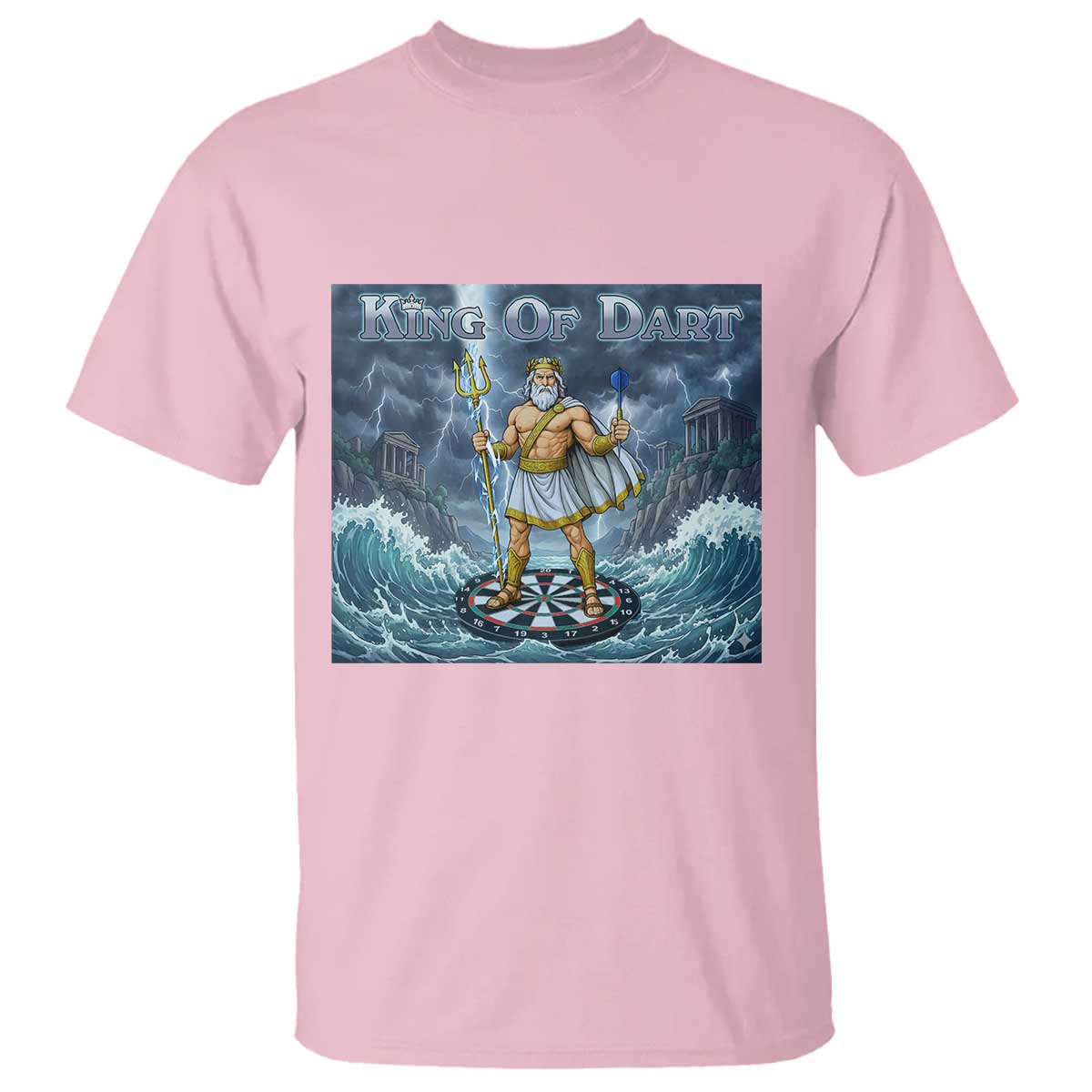 Greek Mythology Poseidon Dart Player T Shirt King Of Dart Trident Thrower - Wonder Print Shop