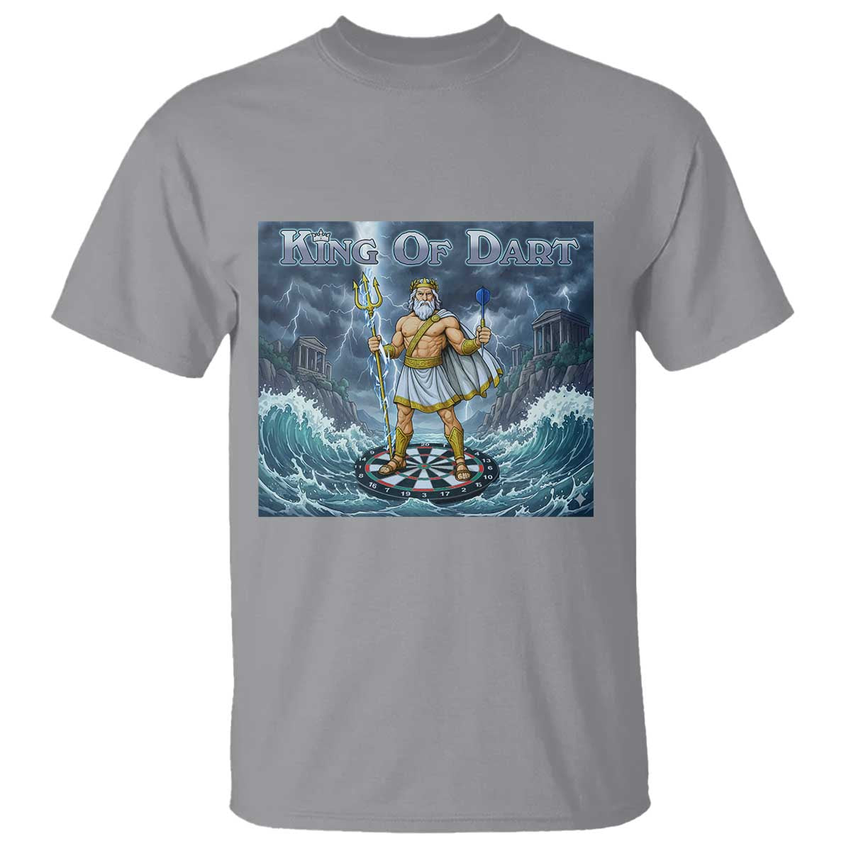 Greek Mythology Poseidon Dart Player T Shirt King Of Dart Trident Thrower - Wonder Print Shop