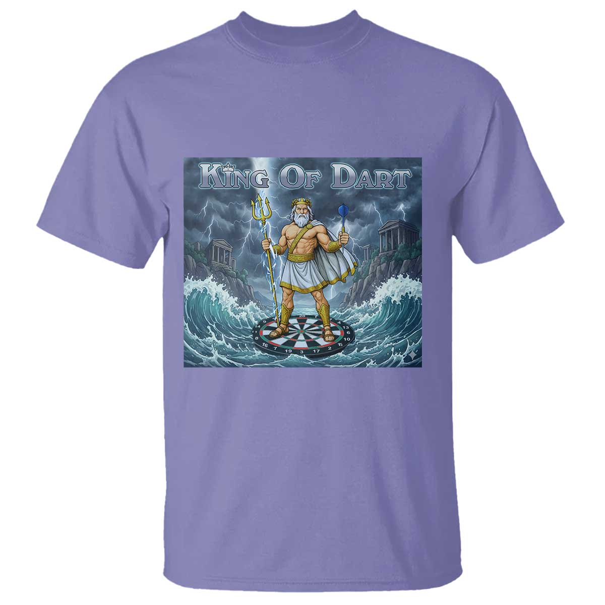 Greek Mythology Poseidon Dart Player T Shirt King Of Dart Trident Thrower - Wonder Print Shop