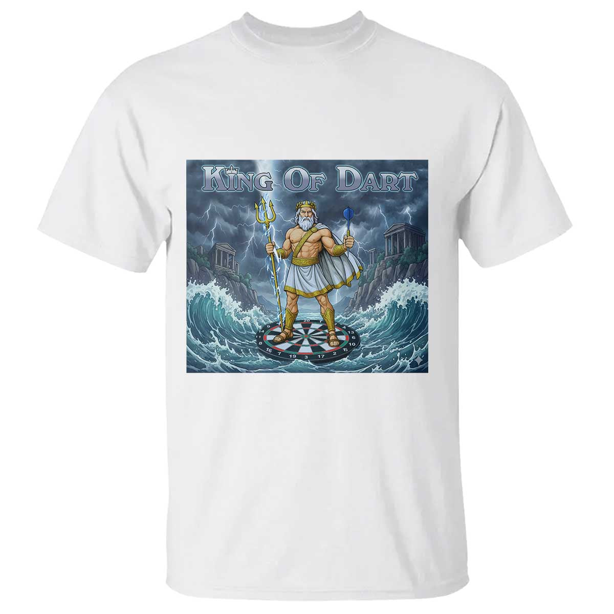 Greek Mythology Poseidon Dart Player T Shirt King Of Dart Trident Thrower - Wonder Print Shop