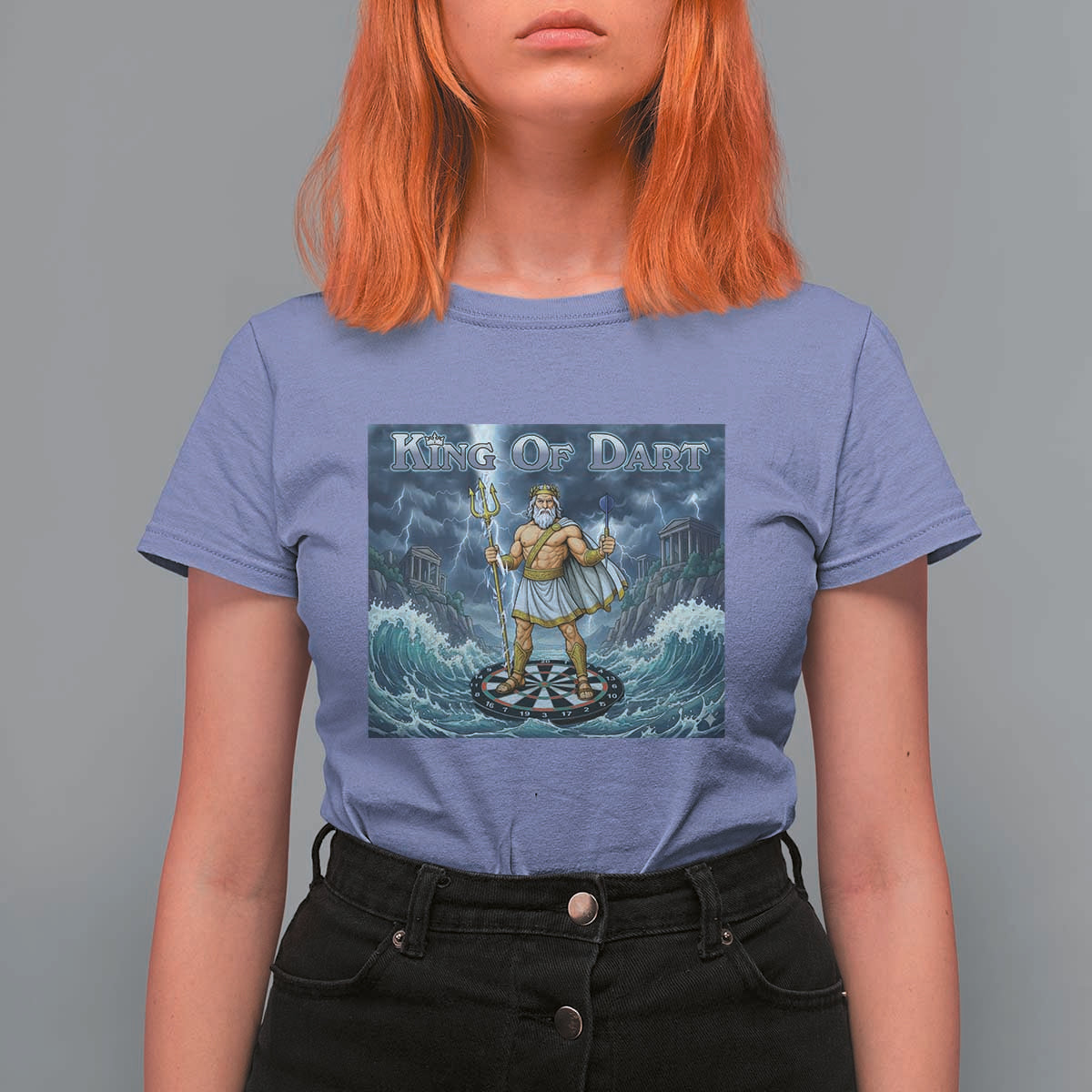 Greek Mythology Poseidon Dart Player T Shirt For Women King Of Dart Trident Thrower - Wonder Print Shop
