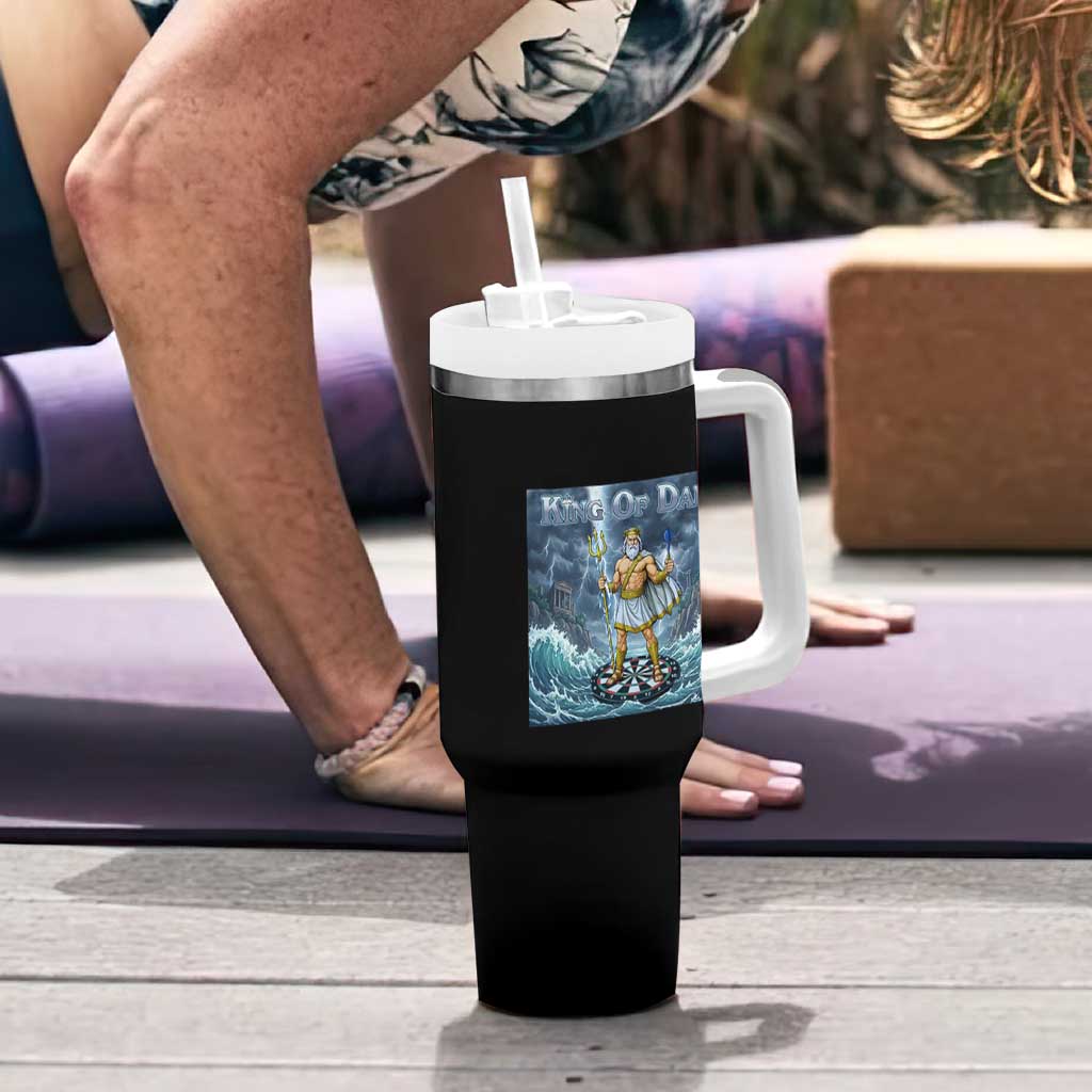 Greek Mythology Poseidon Dart Player Tumbler With Handle King Of Dart Trident Thrower - Wonder Print Shop