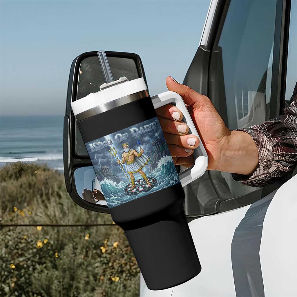 Greek Mythology Poseidon Dart Player Tumbler With Handle King Of Dart Trident Thrower - Wonder Print Shop