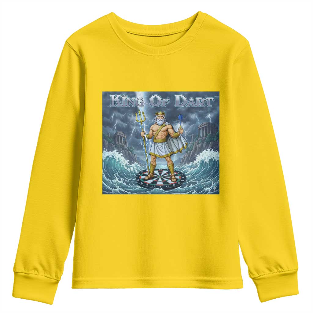 Greek Mythology Poseidon Dart Player Youth Sweatshirt King Of Dart Trident Thrower - Wonder Print Shop