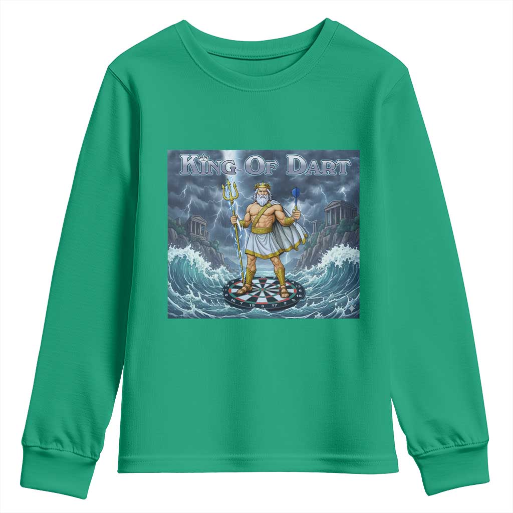 Greek Mythology Poseidon Dart Player Youth Sweatshirt King Of Dart Trident Thrower - Wonder Print Shop