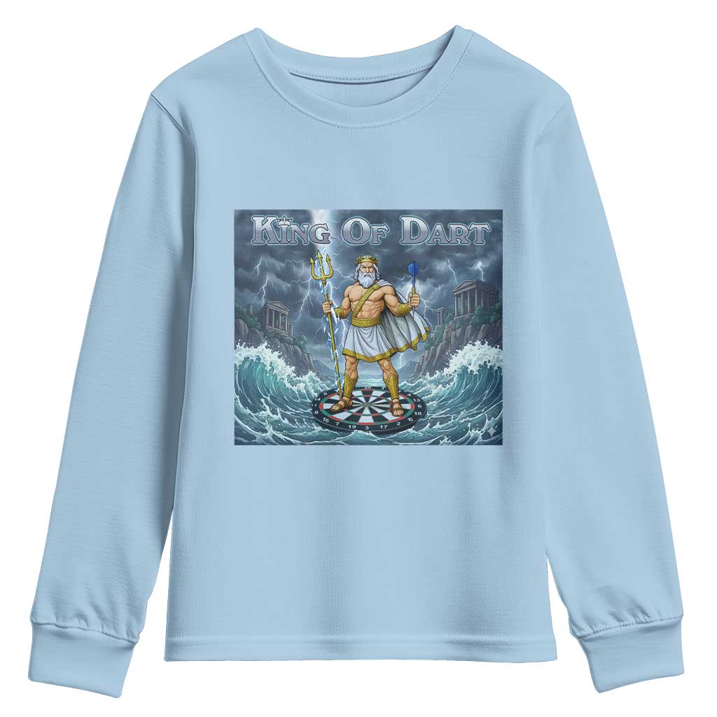Greek Mythology Poseidon Dart Player Youth Sweatshirt King Of Dart Trident Thrower - Wonder Print Shop