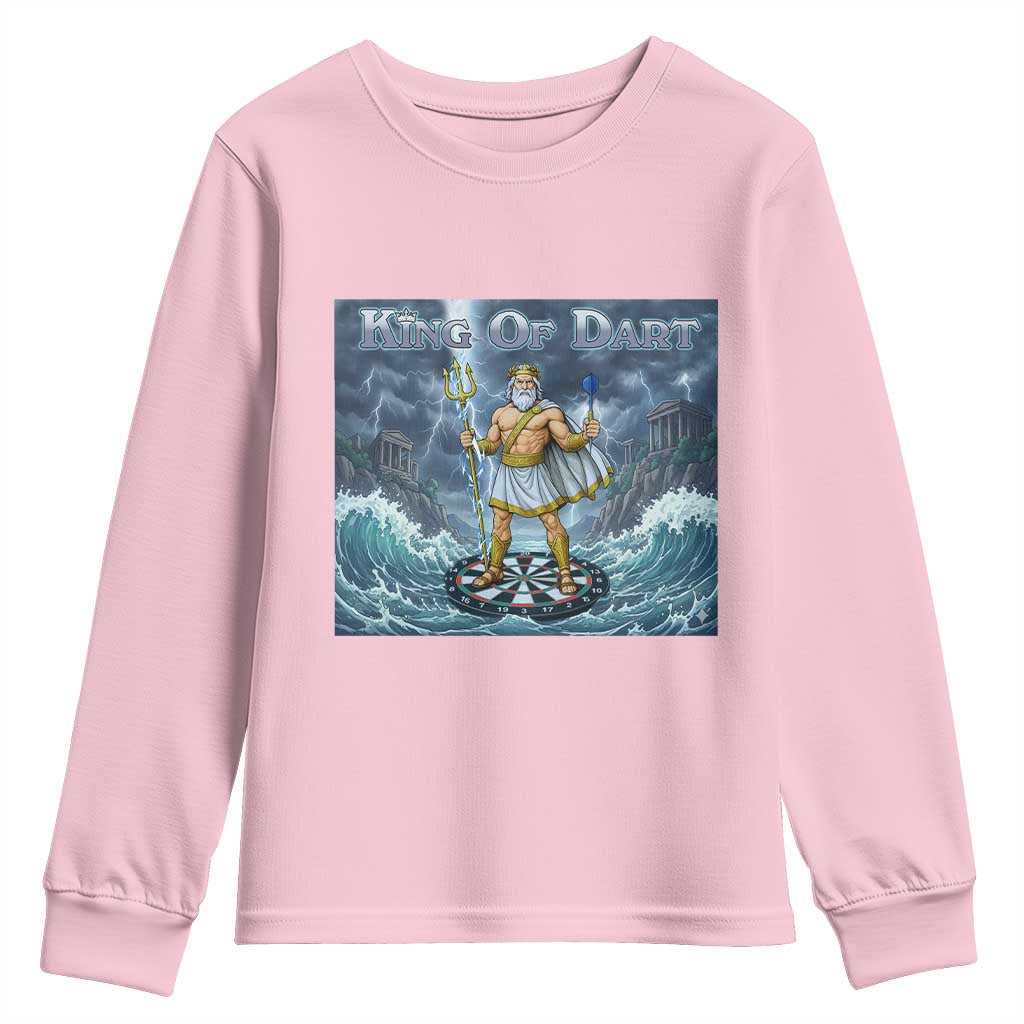 Greek Mythology Poseidon Dart Player Youth Sweatshirt King Of Dart Trident Thrower - Wonder Print Shop