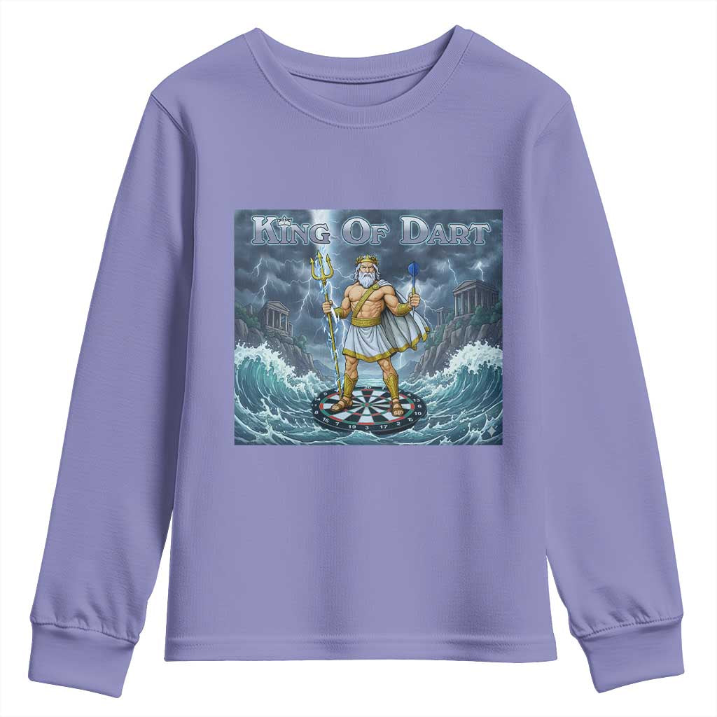 Greek Mythology Poseidon Dart Player Youth Sweatshirt King Of Dart Trident Thrower - Wonder Print Shop