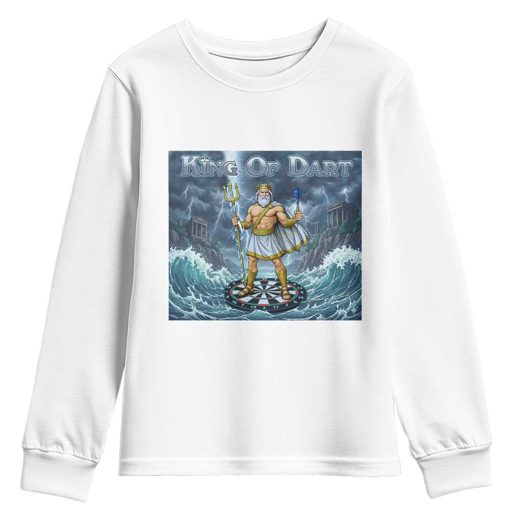 Greek Mythology Poseidon Dart Player Youth Sweatshirt King Of Dart Trident Thrower - Wonder Print Shop