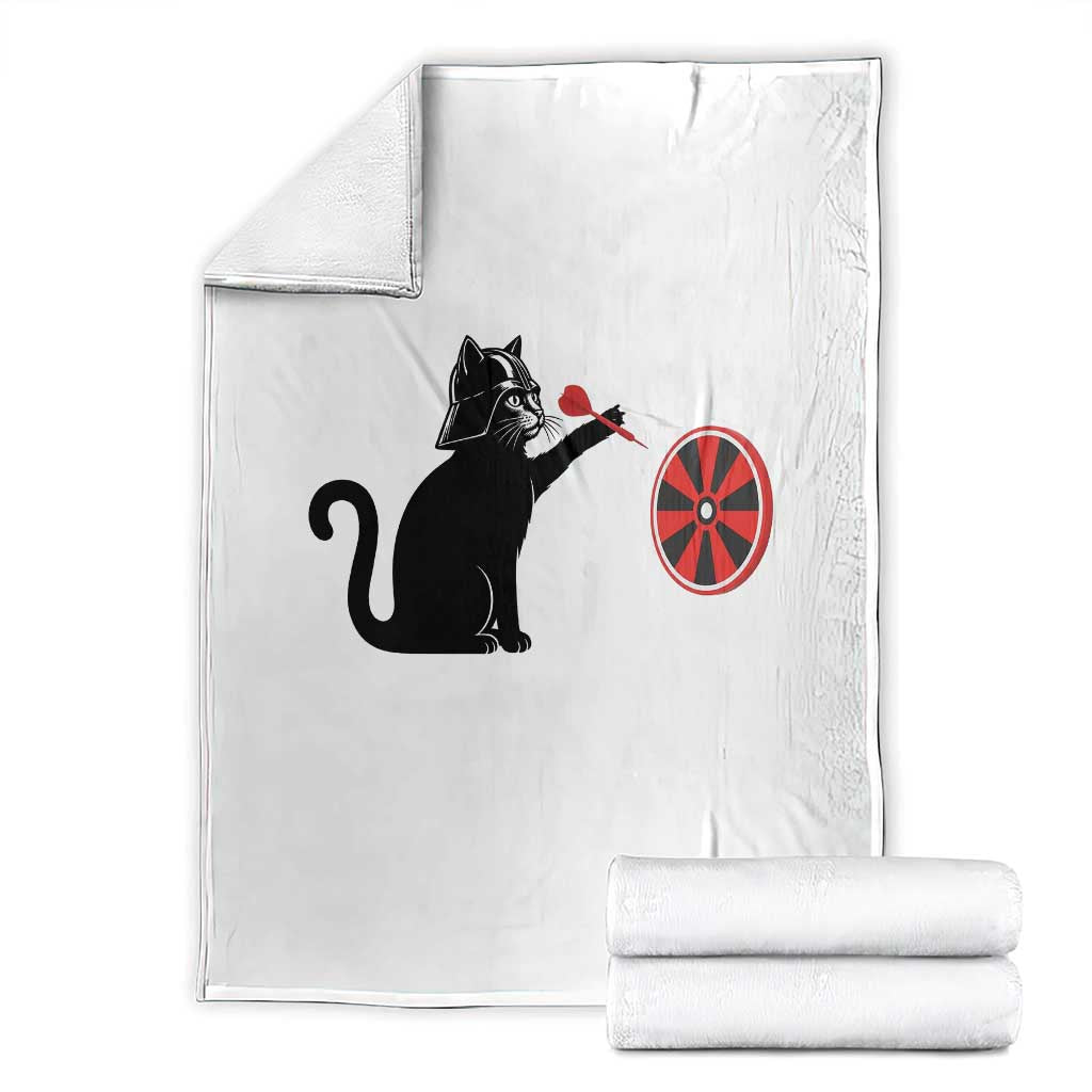 Black Cat Lord Darts Player Throw Blanket Funny Space Scifi Dartist Gift - Wonder Print Shop