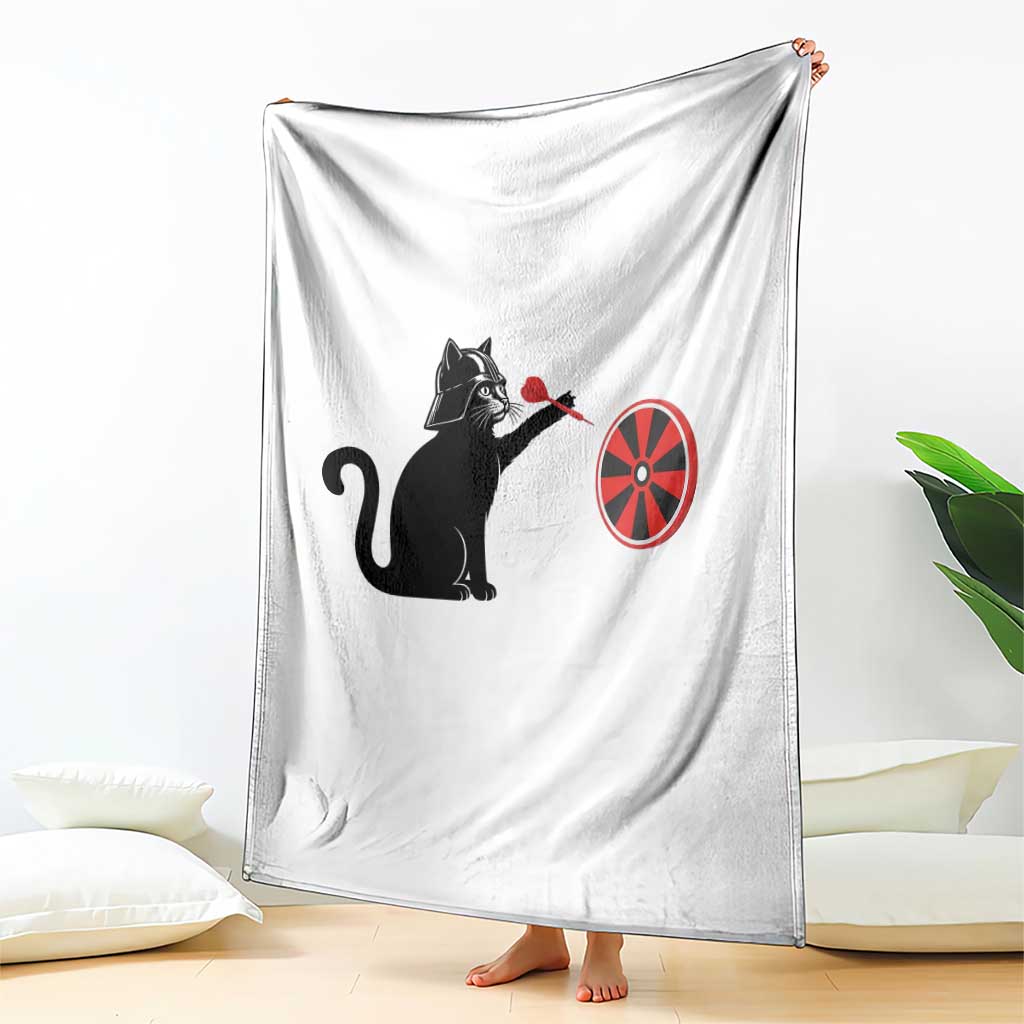 Black Cat Lord Darts Player Throw Blanket Funny Space Scifi Dartist Gift - Wonder Print Shop
