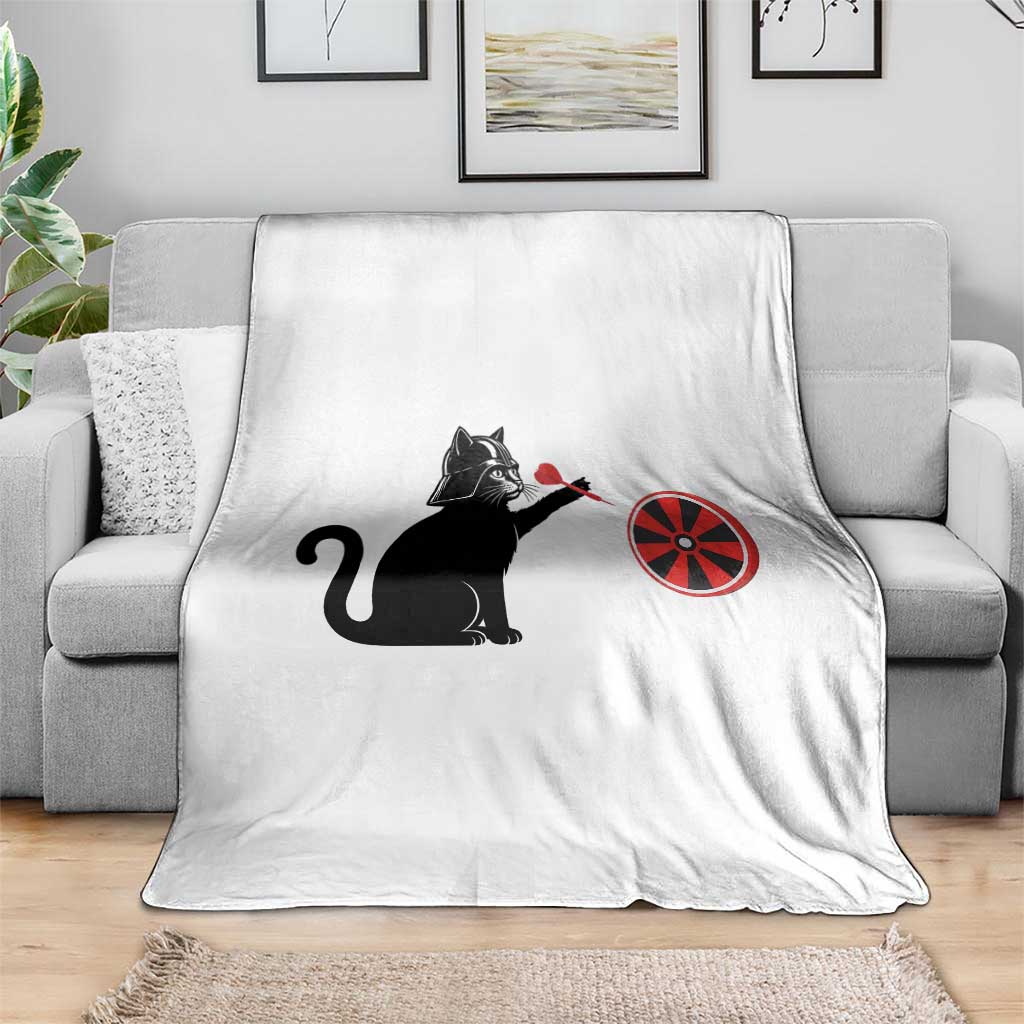 Black Cat Lord Darts Player Throw Blanket Funny Space Scifi Dartist Gift - Wonder Print Shop