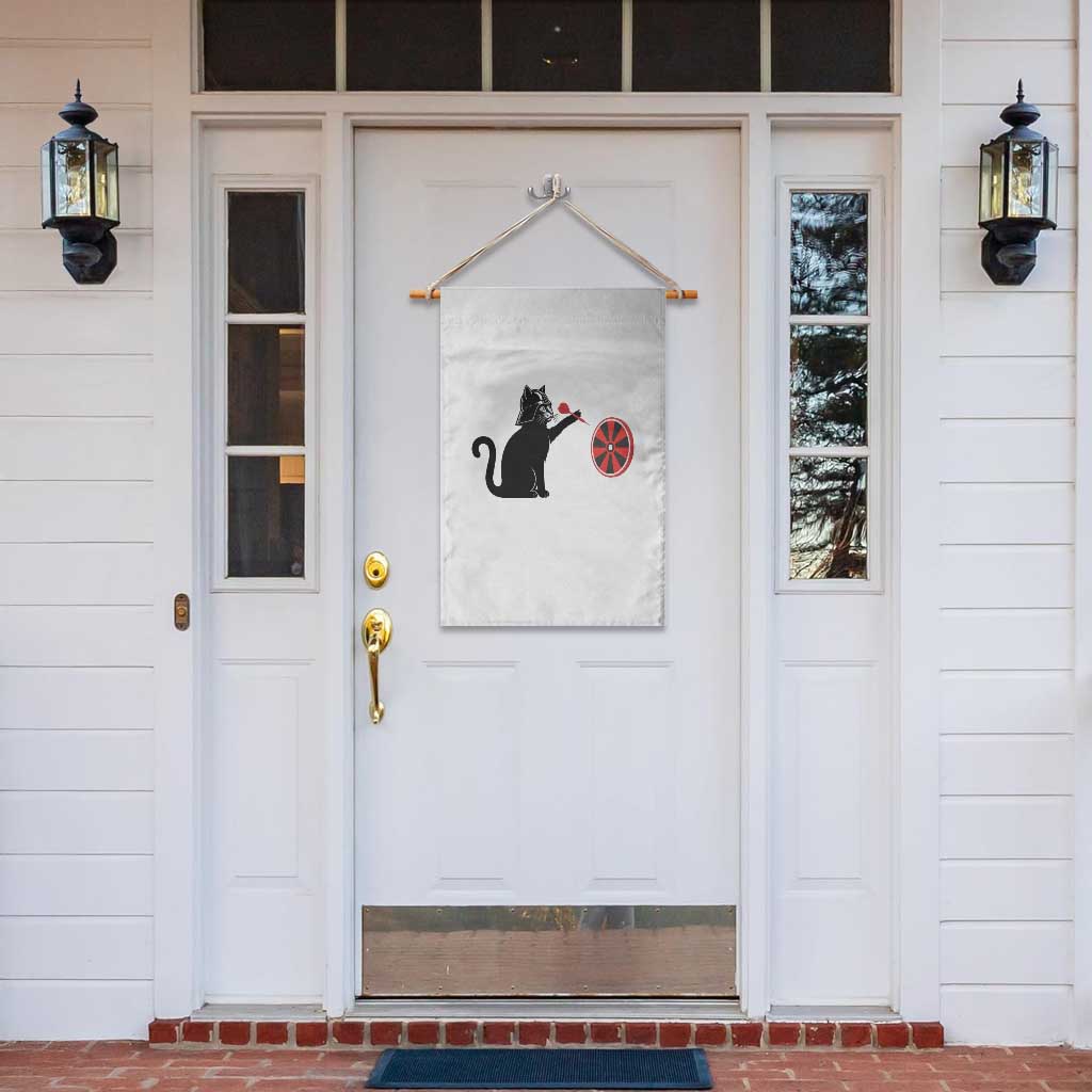 Black Cat Lord Darts Player Garden Flag Funny Space Scifi Dartist Gift - Wonder Print Shop