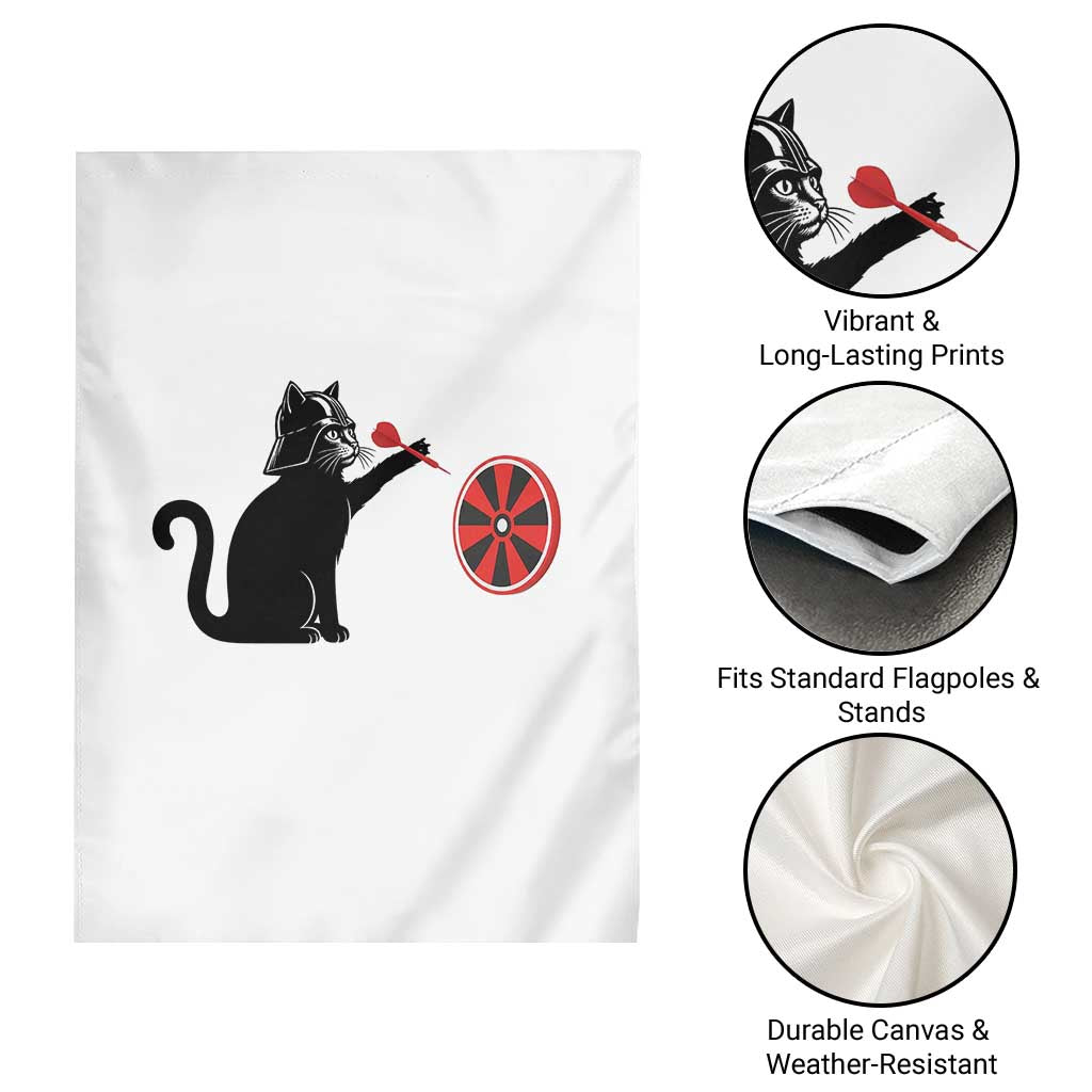 Black Cat Lord Darts Player Garden Flag Funny Space Scifi Dartist Gift - Wonder Print Shop