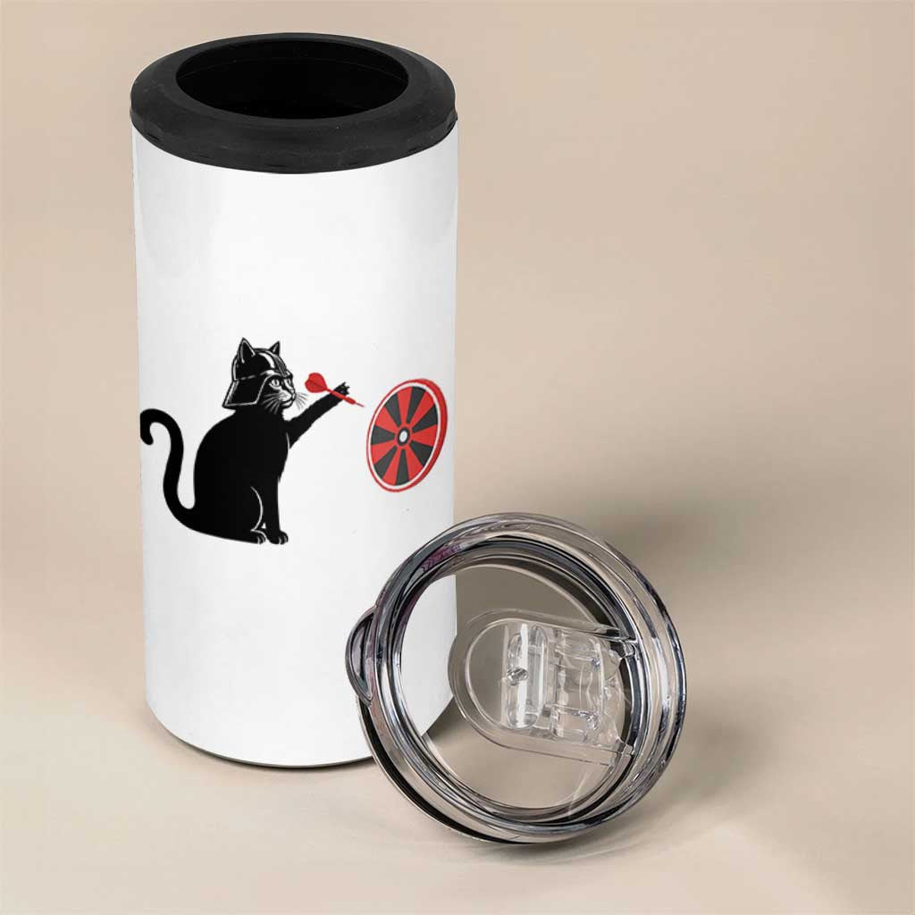 Black Cat Lord Darts Player 4 in 1 Can Cooler Tumbler Funny Space Scifi Dartist Gift - Wonder Print Shop