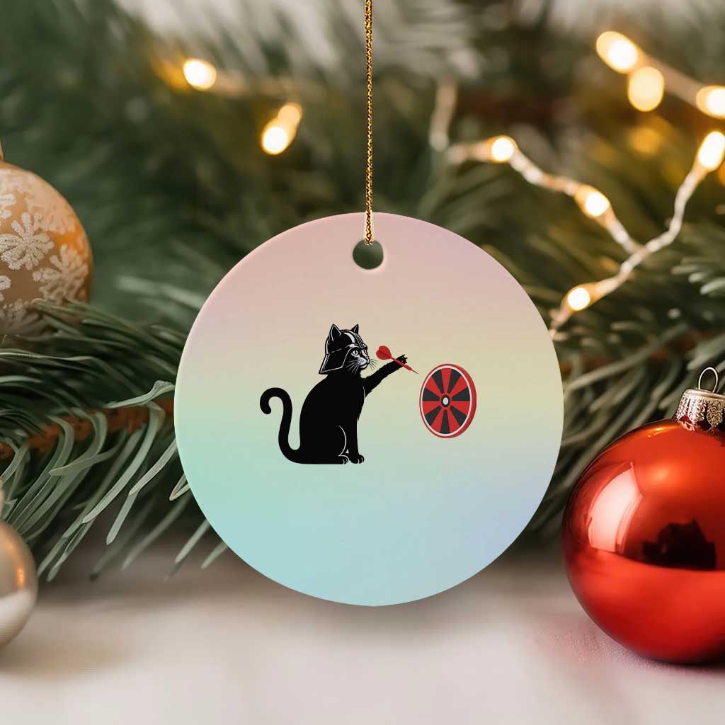 Black Cat Lord Darts Player Ceramic Ornament Funny Space Scifi Dartist Gift - Wonder Print Shop